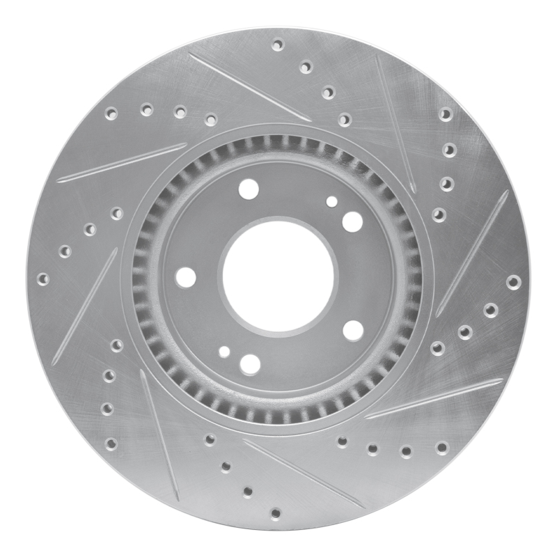 Kia Sportage Brake Rotor (1) - Front Left - R1 Concepts - Drilled & Slotted - Silver - `12-`16